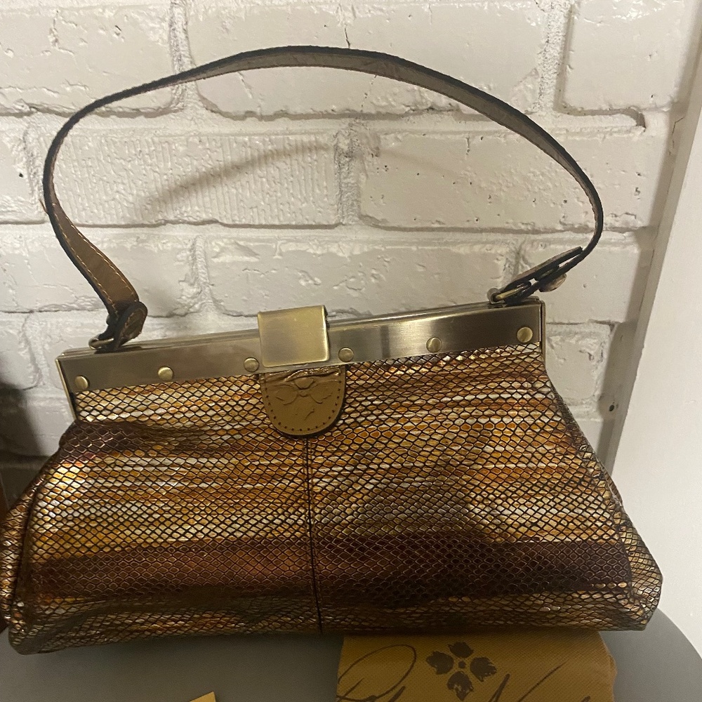 Patricia Nash bronze metal handbag